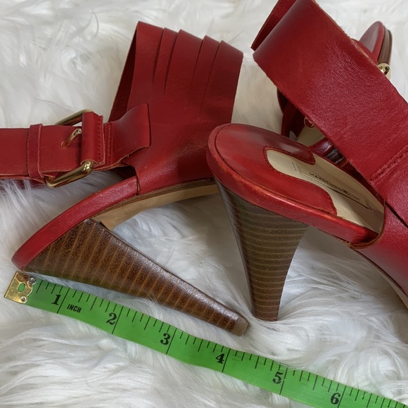 🆕NWOB MaxStudio Red Leather Strappy Heels, 6M - Picture 10 of 11